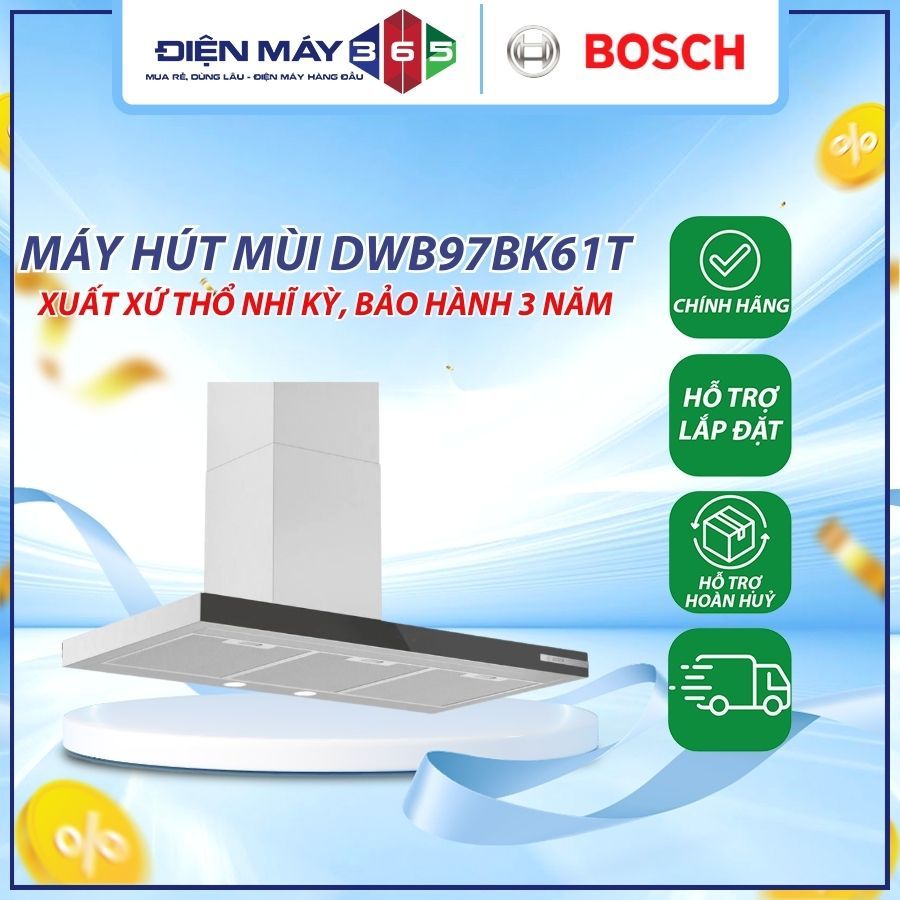 Máy Hút Mùi Áp Tường Bosch DWB97BK61T – 90 cm, Thiết Kế Đen Sang Trọng