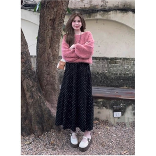  Chân váy maxi chấm bi 3 tầng ,2 lớp  dài 88cm hotrend cạp chun nhún ly mặc đi làm đi học đi du lịch biển   CV - 123   