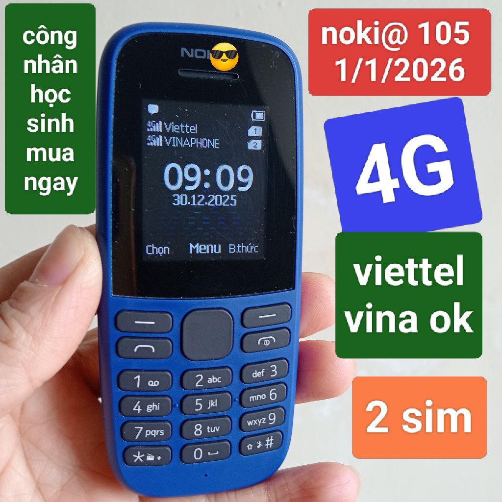ĐIỆN THOẠI NOKI@ 105 4G LẮP SIM VIETEL, VINAPHONE, iTEL NGHE GỌI TỐT
