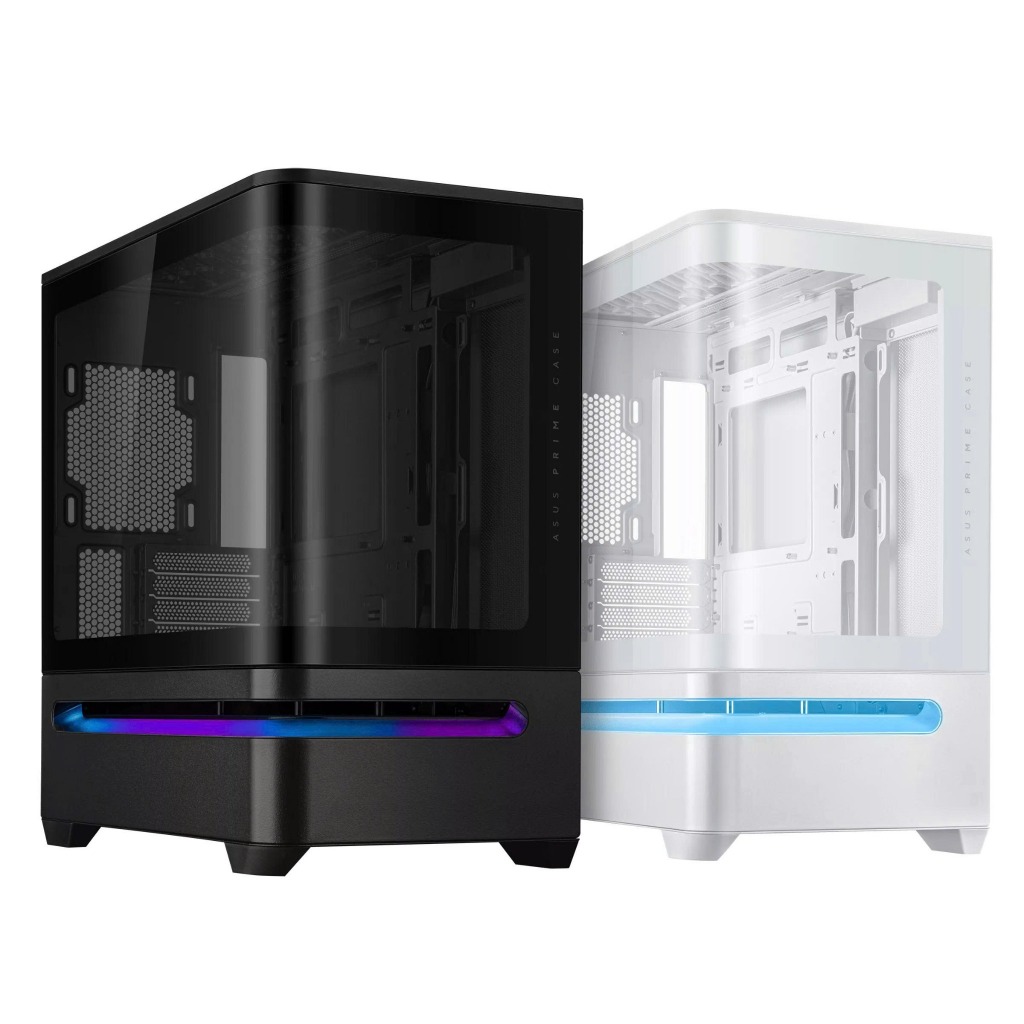 Vỏ case máy tính ASUS Prime AP202 TG Black / White - Case kính cong LED ARGB - Chính hãng, mATX PC