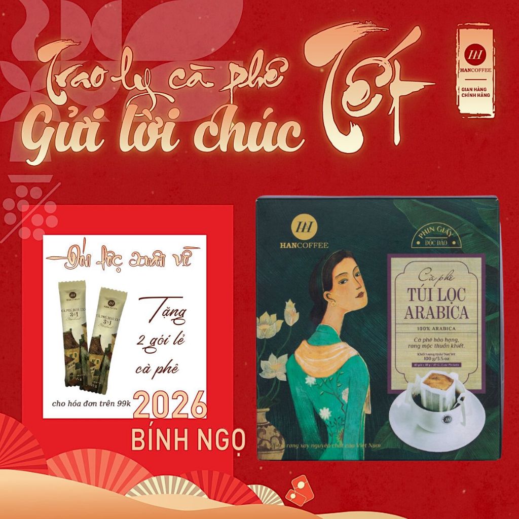 Cà Phê Pha Phin Túi Lọc Blend Hancoffee Chất Lượng Tuyển Chọn Cao Từ Arabica Cầu Đất Mix với Robusta