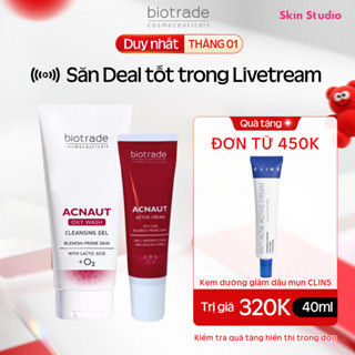  Bộ đôi Sữa rửa mặt & Chấm Mụn BIOTRADE Acnaut Active Cream  Lotion cho da mụn viêm mụn sưng mụn bọc mụn mủ 