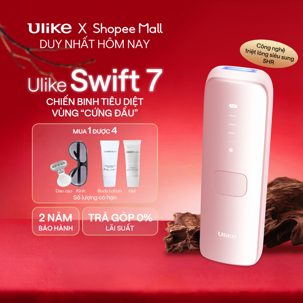 Máy triệt lông Ulike Swift 7 công nghệ làm mát Ice Cooling IPL Sapphire Hồng
