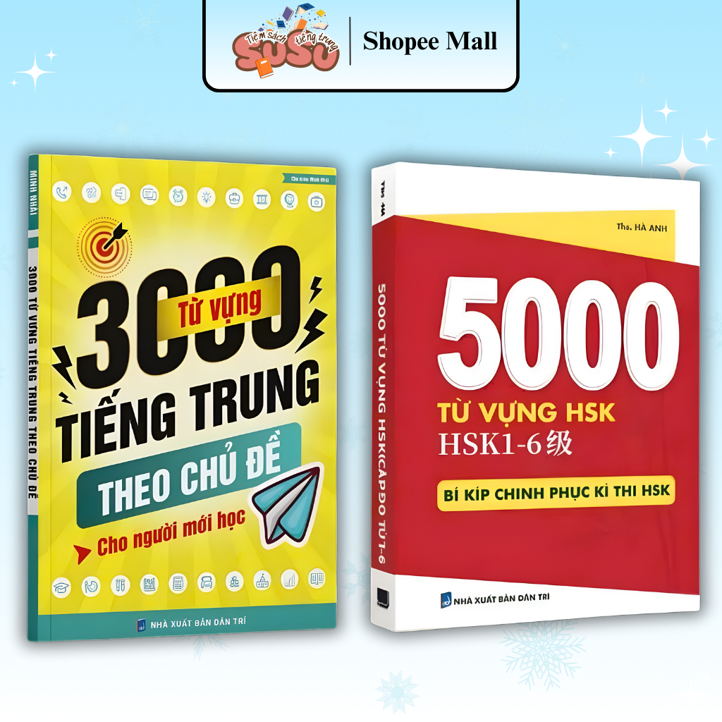 Sách-Combo:3000 từ vựng tiếng trung theo chủ đề+5000 từ vựng Hsk1-6 bí kíp chinh phục kì thi HSK(Có 