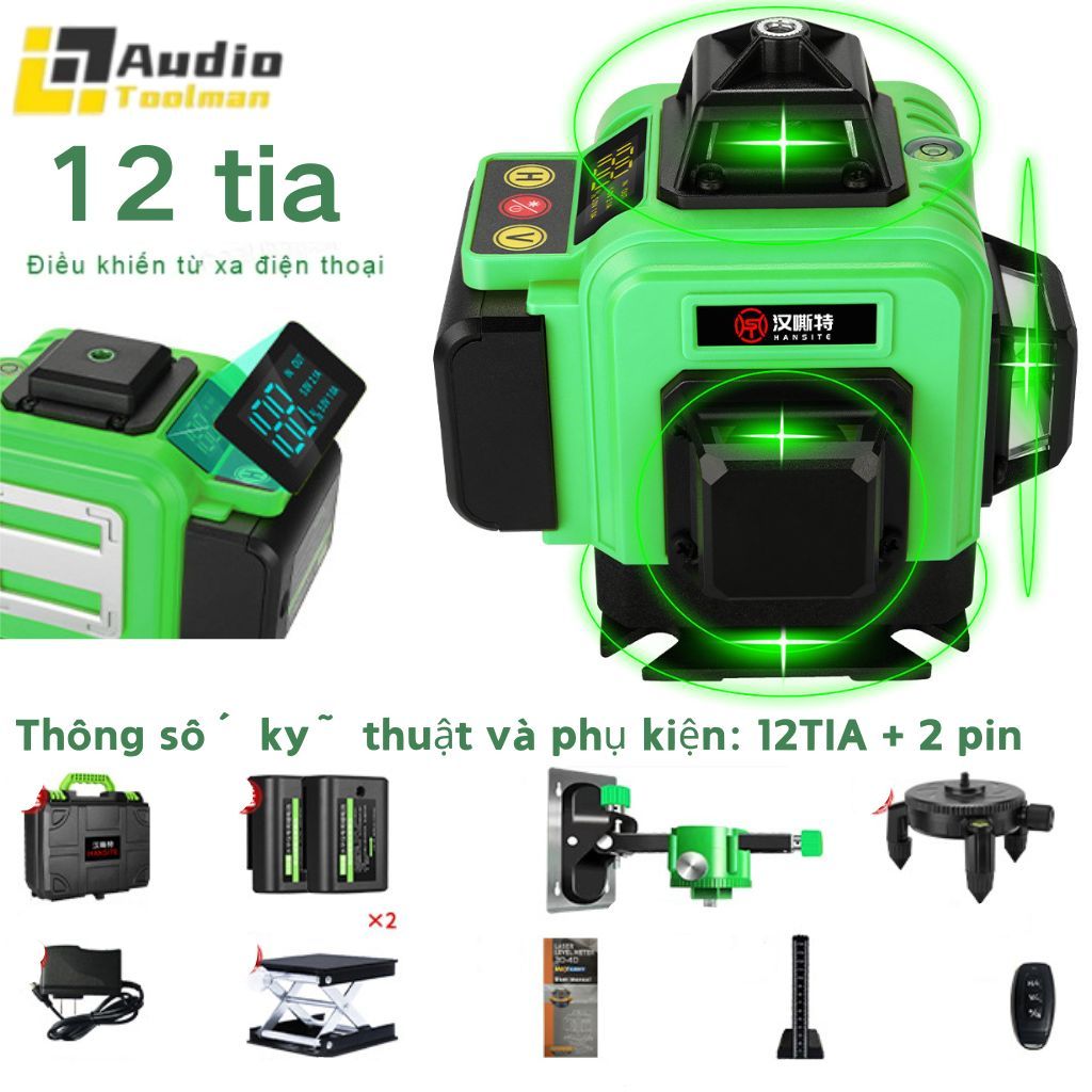 Máy cân bằng laser 12 tia , máy bắn cốt laser 8 tia xanh lá , tự động san bằng mức Laser màu xanh lá