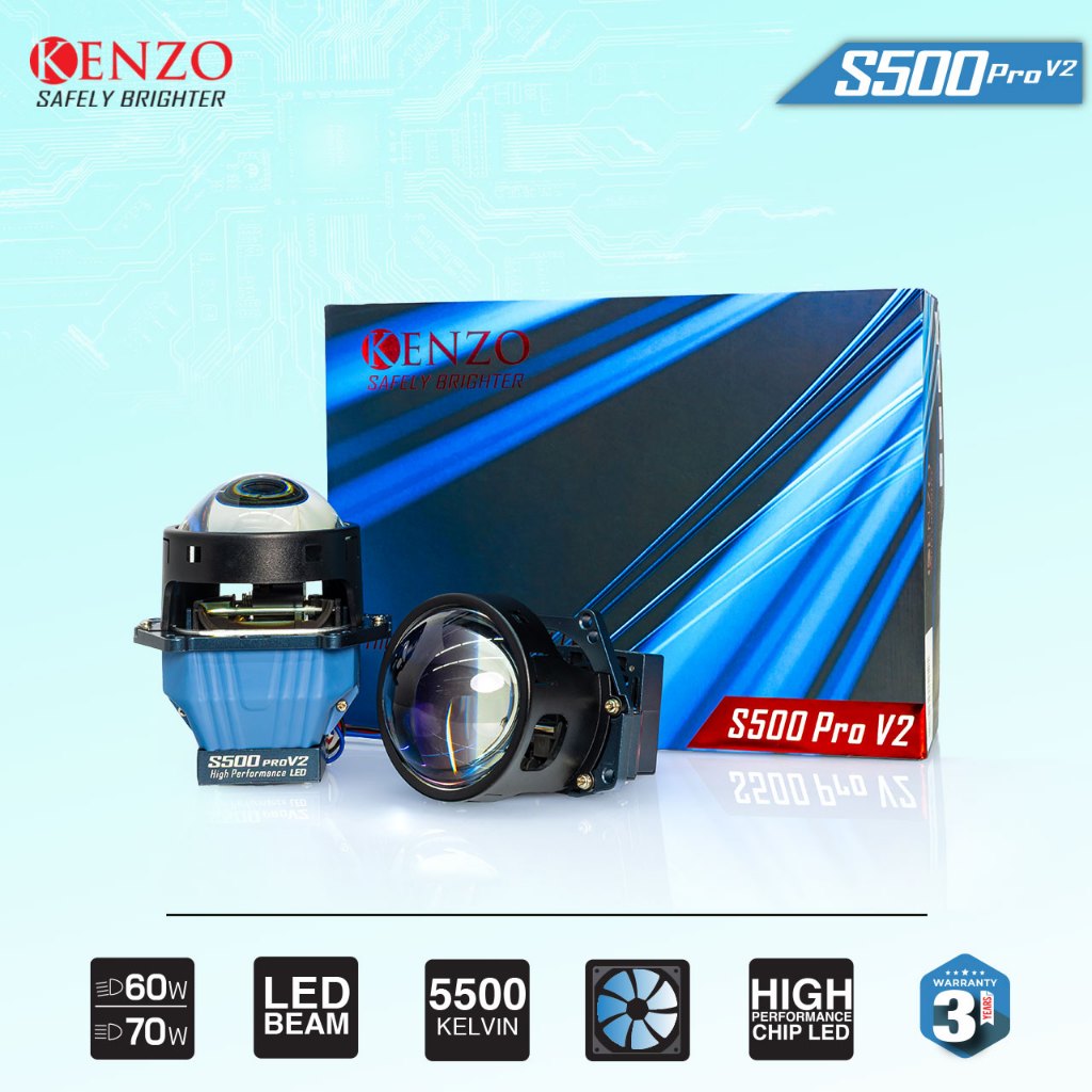 Đèn Bi Led Kenzo S500 Pro V2 2025 Công Suất 70W, Bản Nâng Cấp Ánh Sáng Siêu Việt - Bảo Hành 2 Năm