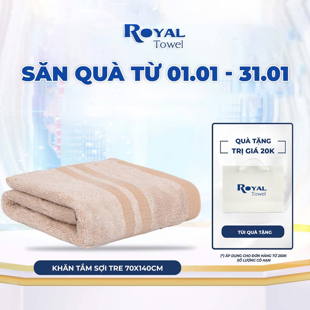 Khăn tắm sợi tre Royal Towel 70x140cm thấm hút tốt, không đổ lông, không ra màu, mềm mại với da