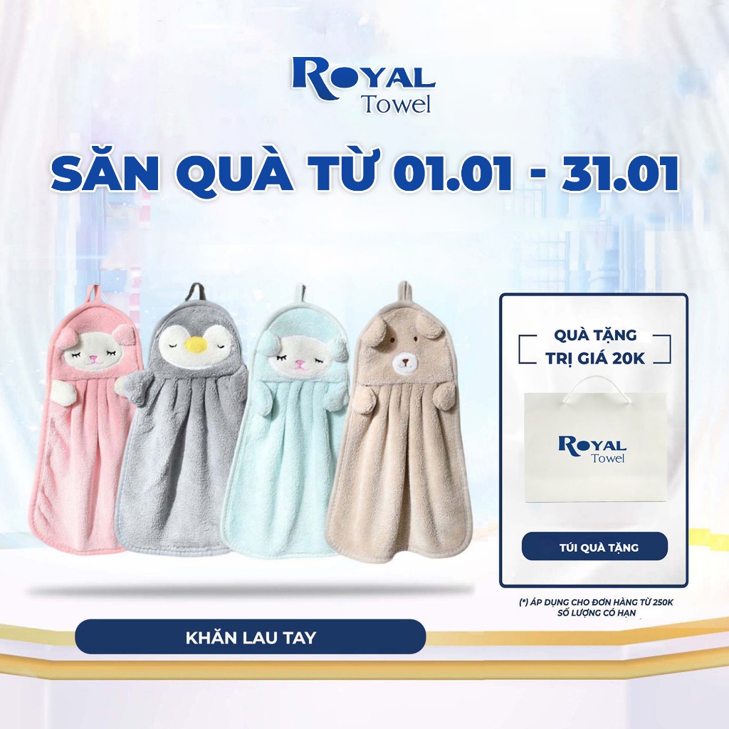 Khăn Lau Tay Nhà Bếp Phòng Tắm Treo Tường Royal Towel Thấm Hút Nhanh, Có Móc Treo Tiện Lợi