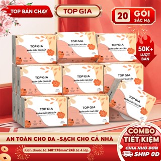   SIÊU TIẾT KIỆM  Giấy ăn rút để bàn Top Gia giấy sắc hạ cao cấp 4 lớp dập vân dày dặn thấm hút tốt 