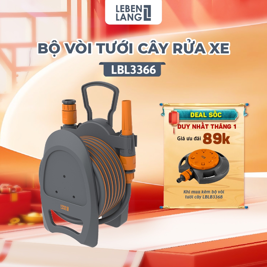Vòi nước tưới cây, rửa xe đa năng Lebenlang LBLB3366 dây dài 10m, 2 đầu phun đi kèm- hàng chính hãng