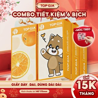  Thùng 6 bịch 9 bịch khăn giấy treo tường Top Gia gấu trúc 1000 tờ 4 lớp làm từ bột tre nguyên chất 