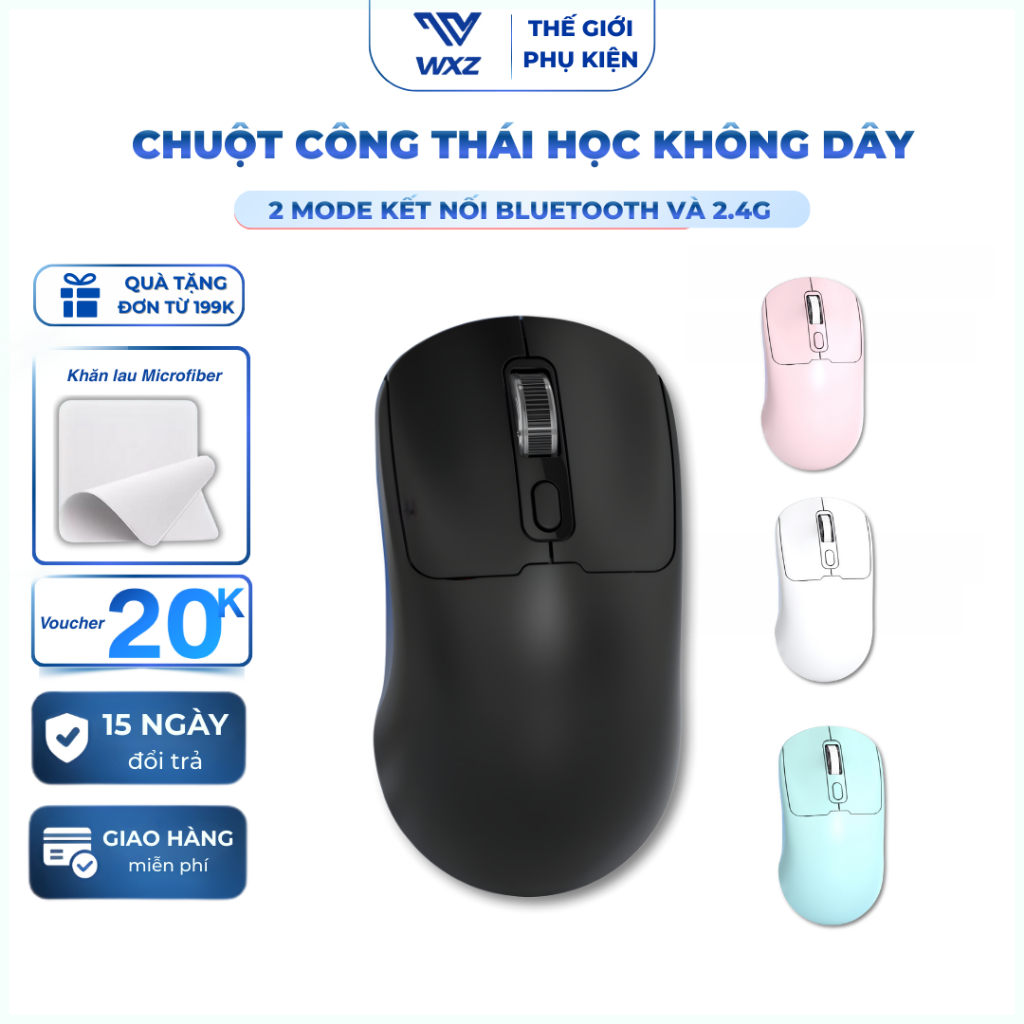 Chuột Máy Tính Không Dây 2 Mode Kết Nối Bluetooth và Wireless 2.4G, Chuột Gaming Công Thái Học 3 Mức Điều Chỉnh | BigBuy360 - bigbuy360.vn