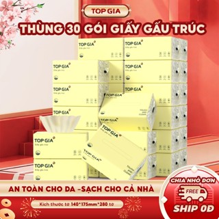   PHIÊN BẢN MỚI  Giấy ăn gấu trúc Topgia thùng 30 gói 46g 4 lớp cao cấp mềm mịn an toàn cho gia đình 