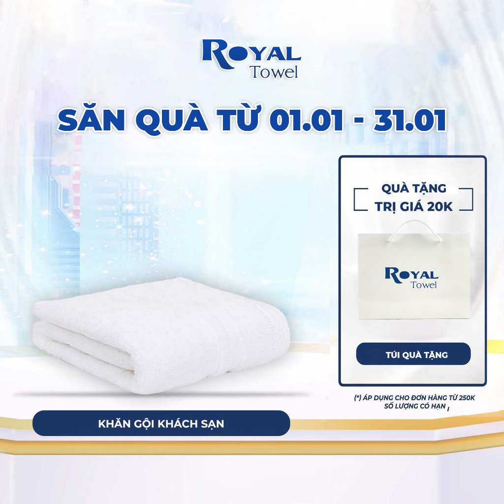 Khăn Lau Đầu Khách Sạn Siêu Dày Royal 35x80cm Với Sợi Bông Cotton Dày Thấm Hút Tốt