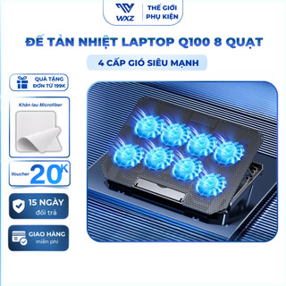  Đế Tản Nhiệt Laptop Q100 8 Quạt Lớn Giá Đỡ Kê Laptop 4 Tùy Chỉnh Độ Cao Hỗ Trợ Laptop 12-17 Inch 