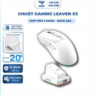  Chuột Gaming LEAVEN X3 Chip Pro Chuột Không Dây Có Dock Sạc 3 Mức DPI Led RGB 