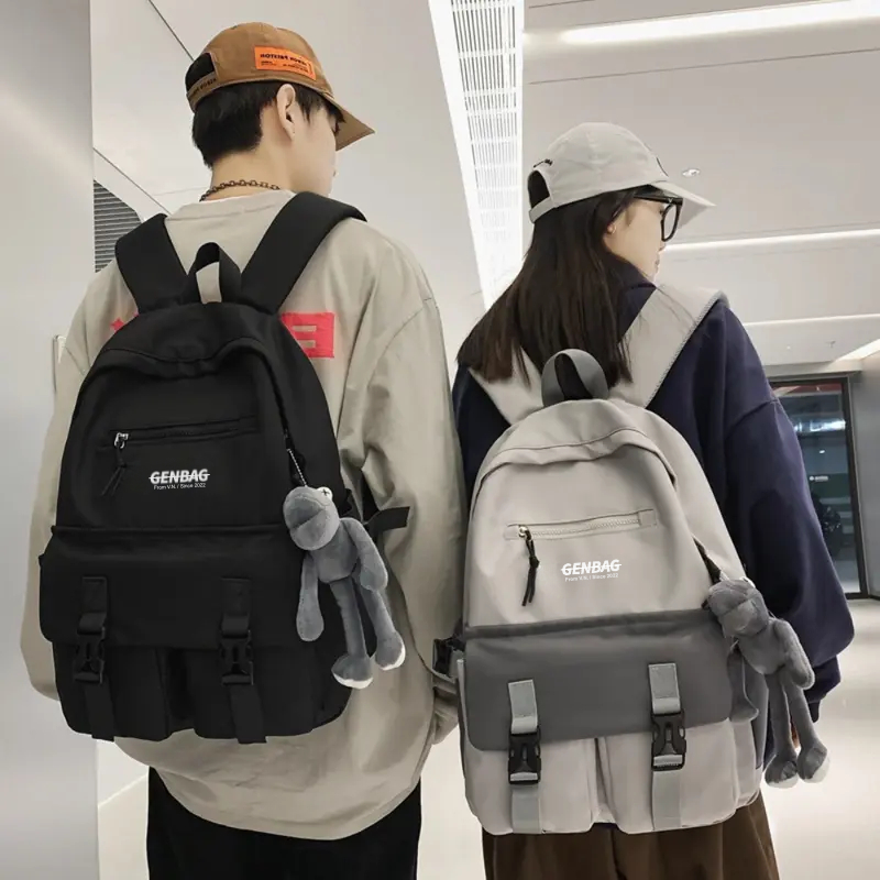 Balo GENBAG vải dù trượt nước, balo nam nữ đi học nắp gập nhiều ngăn đựng laptop 15.6 inch BL20