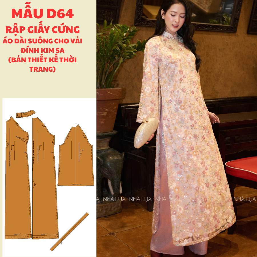 RẬP GIẤY CỨNG CẮT SẴN ÁO DÀI DÁNG SUÔNG-D64