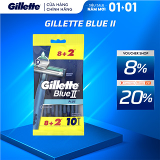  Dao Cạo Râu Gillette Blue II Plus - Gói 8+2 Cái 
