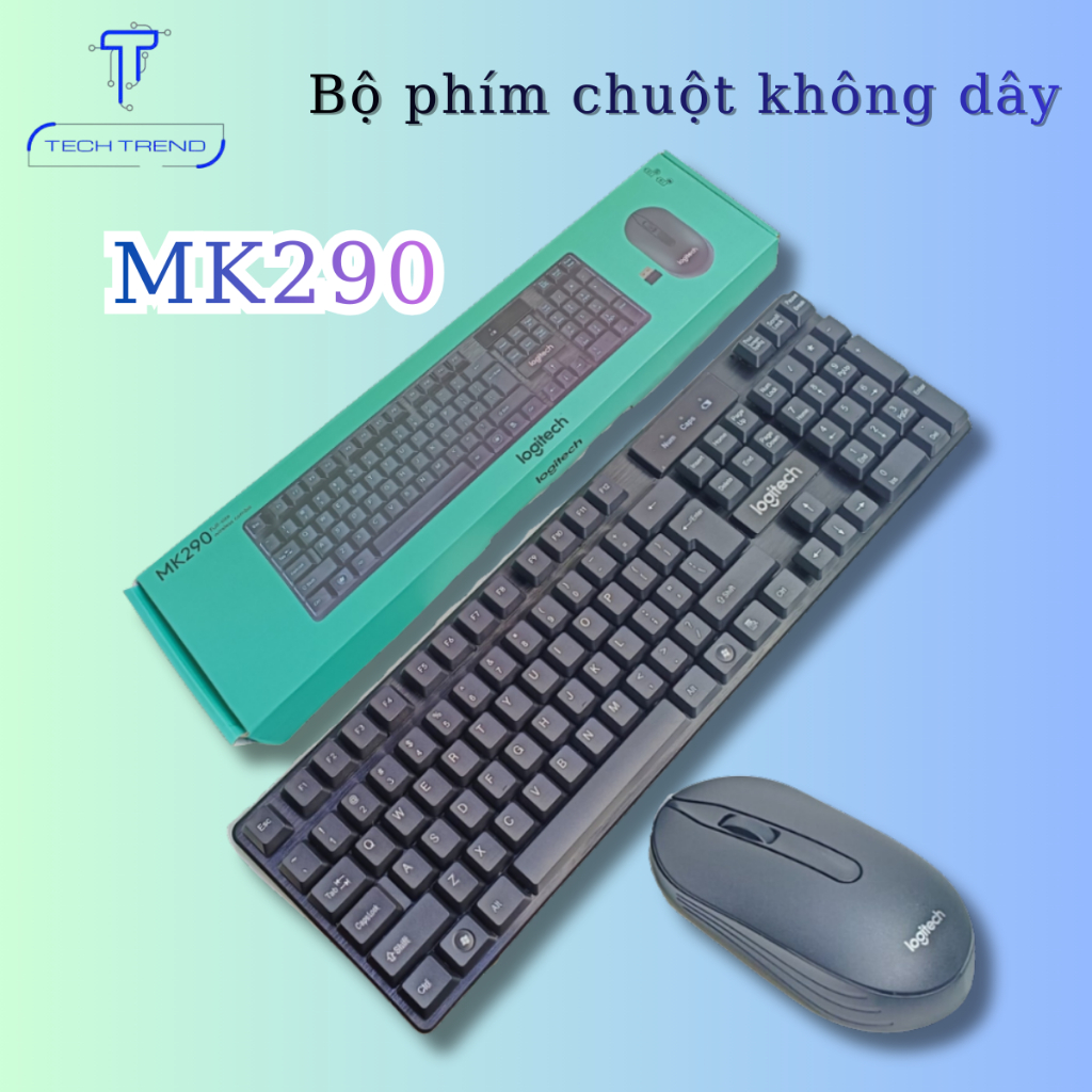 Bộ bàn phím + chuột không dây Logitech Mk290 - New 100% siêu êm, giảm tiếng ồn