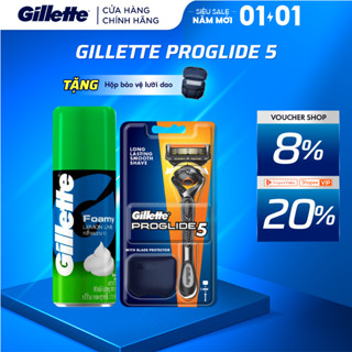  Combo Dao Cạo Râu GILLETTE Fusion Proglide Manual 1UP Hộp 1 Cán 1 Lưỡi Và Bọt Cạo Râu Gillette Hương Chanh Chai 175g 