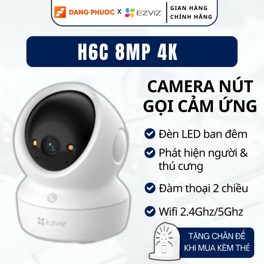 Camera Wifi trong nhà xoay 360 Ezviz H6C PRO 4K 8MP, C6N PRO 2K đàm thoại 2 chiều theo dõi thông min