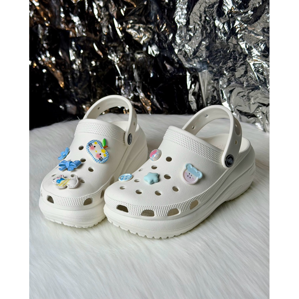 Dép NỮ hiệu POSCHER, đế gợn sóng, cao 5cm, tặng 8 charm ngẫu nhiên [GIAO HỎA TỐC HCM] [K54]