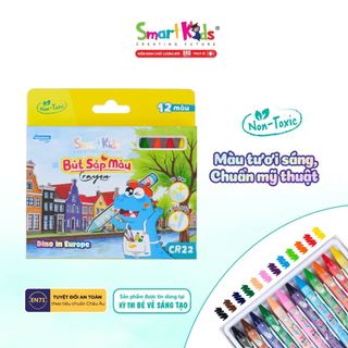 [MỚI VỀ] Bút sáp màu SMARTKIDS Dino In Europe 12/18/24 màu tô (CR22/ CR23/ CR24)