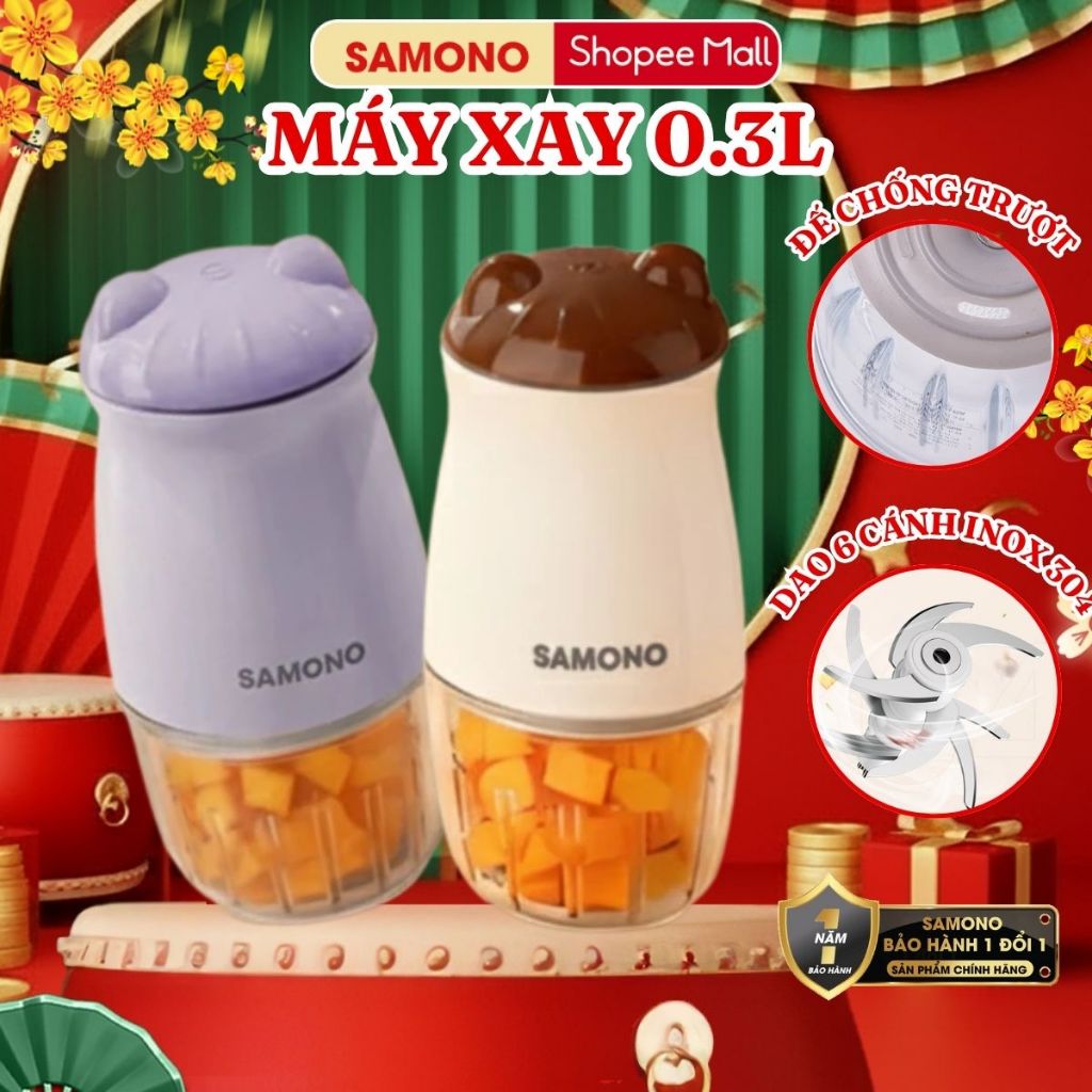 (BH 1 Năm) Máy xay thực phẩm mini đa năng Samono SW-MC200, 6 lưỡi dao, dung tích 300ml, công suất 20