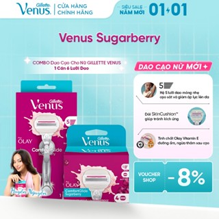   MỚI  Combo Dao Cạo Nữ GILLETTE VENUS Comfortgilde Hương Olay Sugarberry Với Dải Bôi Trơn - 1 Cán + 6 Lưỡi 