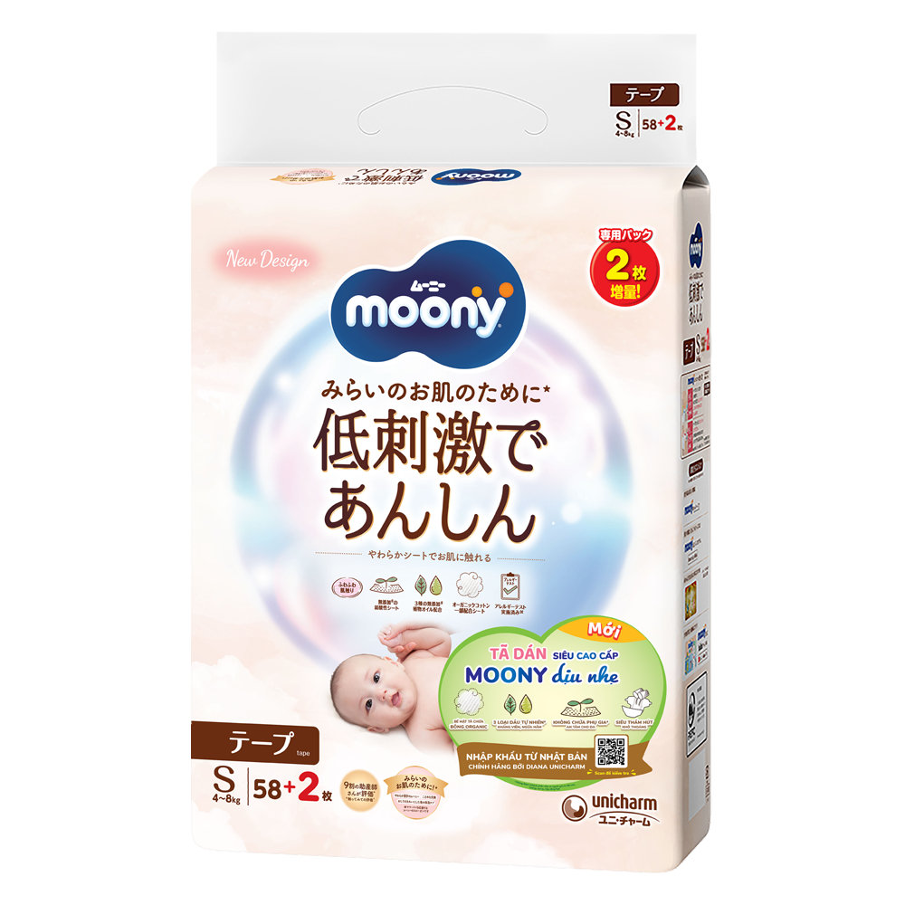 (Mẫu mới 2026) Tã Bỉm Moony Trắng Dịu Nhẹ/ Xanh Blue Nhật Quần/ Dán Đủ Size Nb/S/M/L- M/L/XL/XXL/3XL