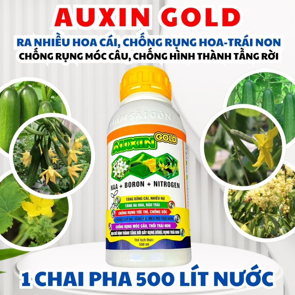 AUXIN GOLD 500ml, phân bón bo giữ hoa, phân bón auxin NAA, phân bón chống rụng trái non, phân bón lá