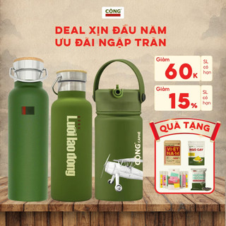 Bình giữ nhiệt nóng lạnh nắp gỗ 600ml - Cộng Cà Phê 