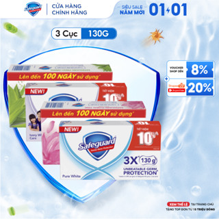  Lốc 3 Xà Bông Cục SAFEGUARD Sạch 99% Vi Khuẩn Cho Da-HoaHồng TrắngTinhKhiết ThảoMộc  DịuNhẹ 