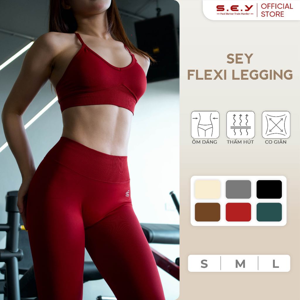 Quần Legging Nữ SEY Flexi - Quần Tập Gym, Legging, Đồ Tập Nữ, Chất Liệu Dệt Kim, Thoải Mái, Co Giãn