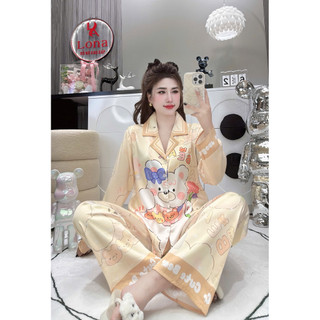  Đồ bộ Pijama lụa XƯỚC LATIN tơ tằm tay dài quần dài hàng cao cấp chất mềm mịn. 