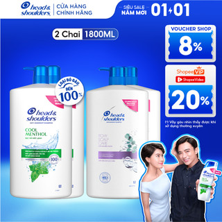  Combo 2 Dầu Gội Sạch Gàu HEAD & SHOULDERS Bạc Hà Mát Lạnh  Giảm Ngứa Da Đầu - Chai 1800ML x2 