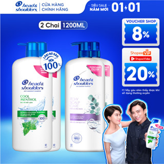  Combo 2 Dầu Gội Sạch Gàu HEAD & SHOULDERS Bạc Hà Mát Lạnh  Giảm Ngứa Da Đầu - Chai 1200ML x2 