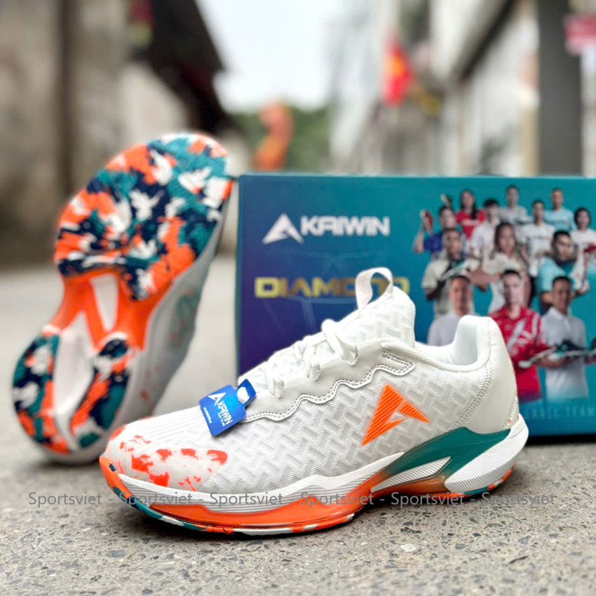 Giày pickleball Kaiwin Diamond trắng cam