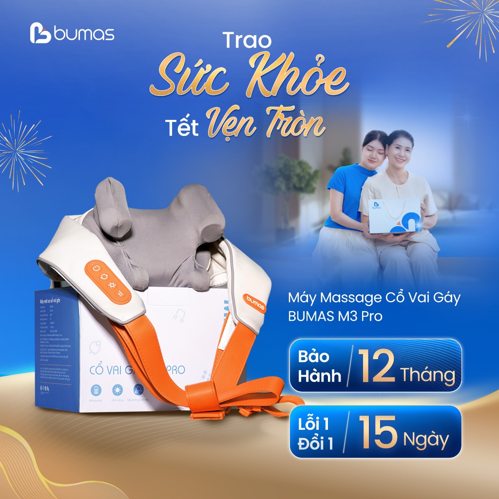 Máy Massage Cổ Vai Gáy BUMAS M3 Pro – 8 Đầu Massage Silicon Độc Quyền Mô Phỏng Như Bàn Tay Người