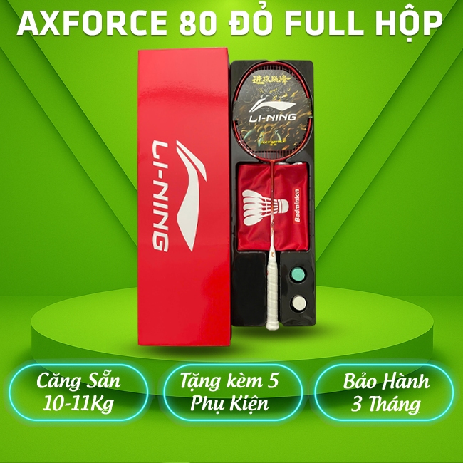 Vợt Cầu Lông Lining Axforce 80 Rồng Lửa Full Hộp Căng Sẵn Cước 11kg Tặng Kèm Quấn Cán Túi Đựng Và Ph
