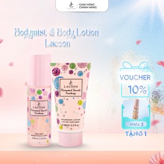   BEST SELLER  Set Body Mist & Body Lotion LACOON 90ML – Hương Nước Hoa Dưỡng Ẩm Sâu Lưu Hương Lâu Trên Da 