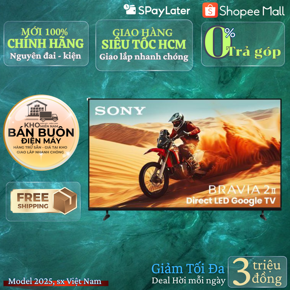 Google Tivi Sony K-50S25VM2 – 50 Inch 4K UHD, Google Assistant, Thiết Kế Viền Mỏng Hiện Đại