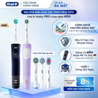   MỚI  Combo Bàn Chải Điện ORAL B Vitality Pro Chính Hãng BH 1 đổi 1 Công nghệ Chuyển Động Rung 360° Chống Nước IPX7 