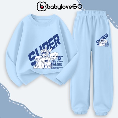 Bộ thu đông dài tay cho bé trai BabyloveGO 2026 quần áo cho bé chất thun cotton BD-CA21