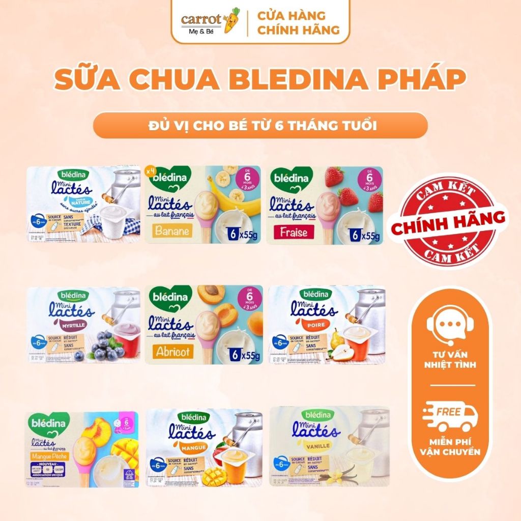 Sữa Chua BLEDINA Pháp - Mẫu Mới, Dành Cho Bé Tập Ăn, Dễ Dàng Mang Đi, Nhiều Canxi - 55g