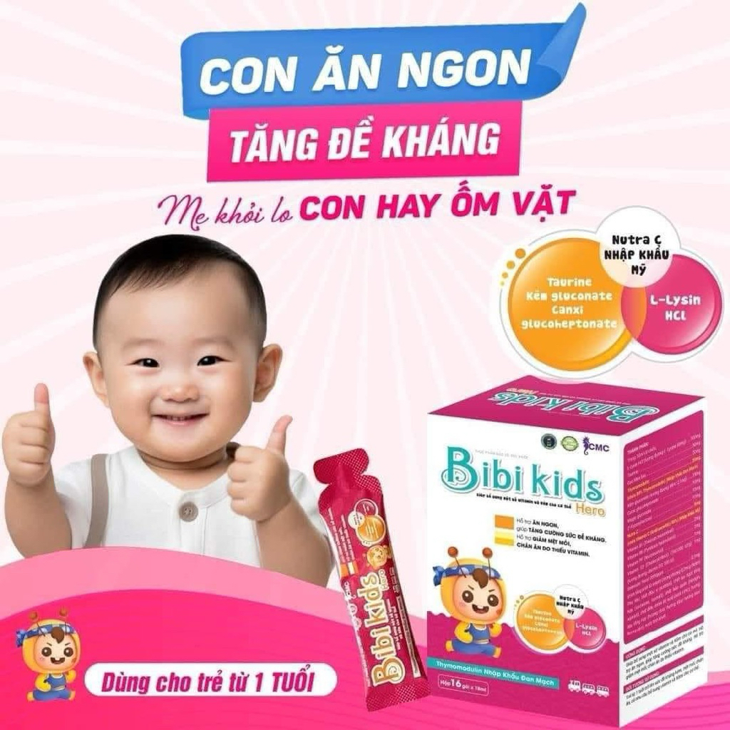 Bibi kids CMC HỘP 16 gói hỗ trợ ăn ngon tăng cường đề kháng