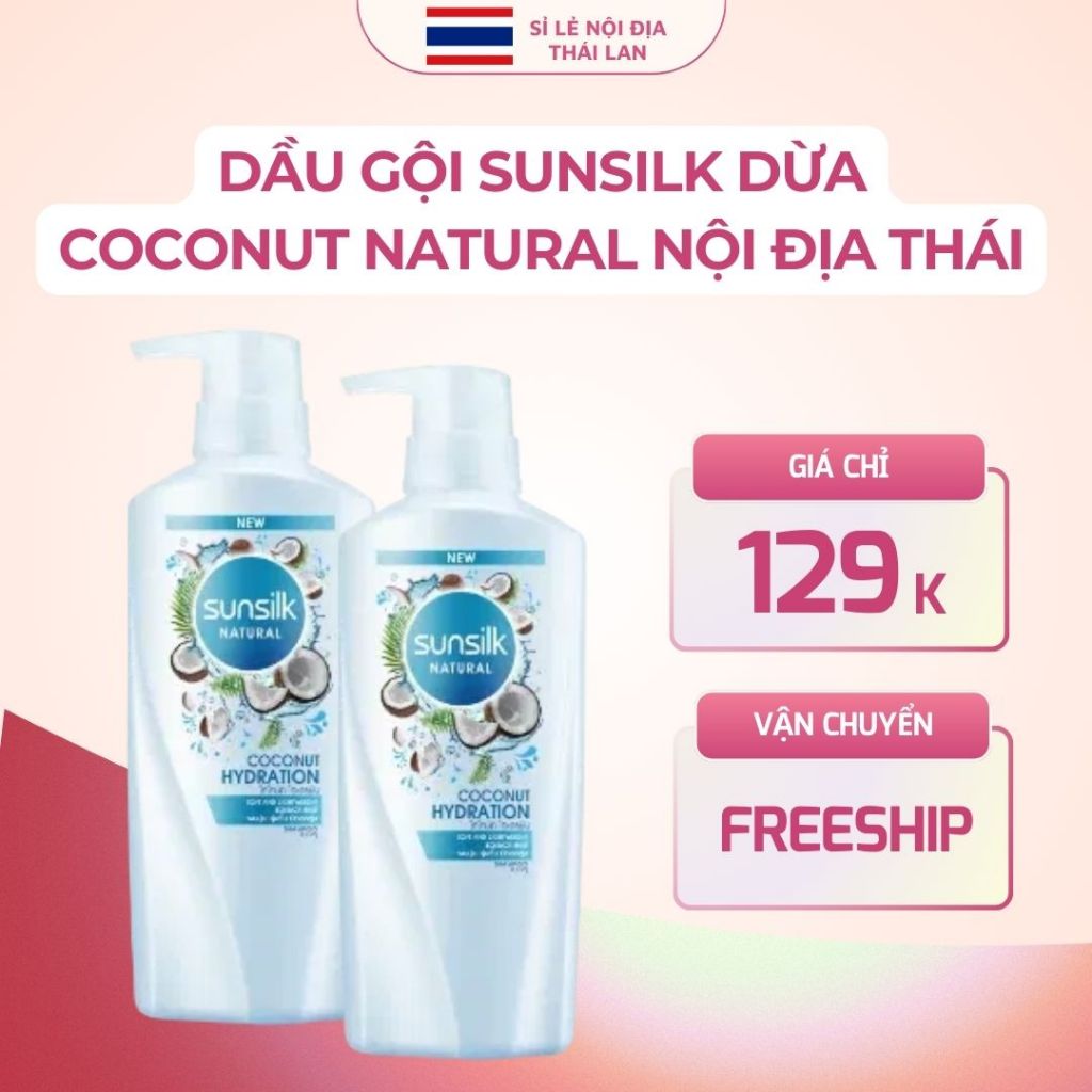 Dầu gội Sunsilk Coconut dừa Nội địa Thái Lan 450ml suôn mượt tóc, lưu hương dừa