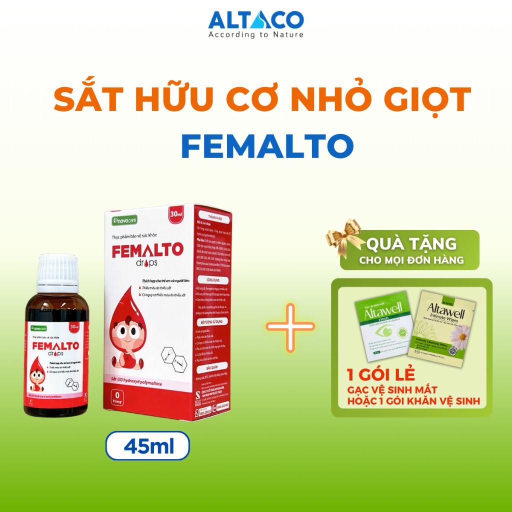Sắt hữu cơ dạng nhỏ giọt cho bé Femalto Drops Novocare - Hỗ trợ bổ sung sắt