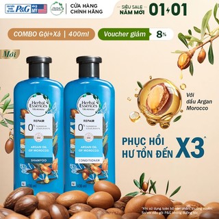  Combo 2 Dầu Gội Xả Thiên Nhiên HERBAL ESSENCES Tinh Chất Thực Vật Tinh Dầu Argan Morroco Phục Hồi Hư Tổn Chai 400ML 